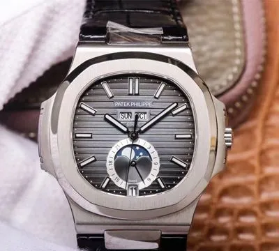 Patek Philippe Nautilus 5726A-001 PF Factory 1:1 Best Edition Replica Watch Moonphase Gray Dial Swiss Cal.324 S QA LU 24 H